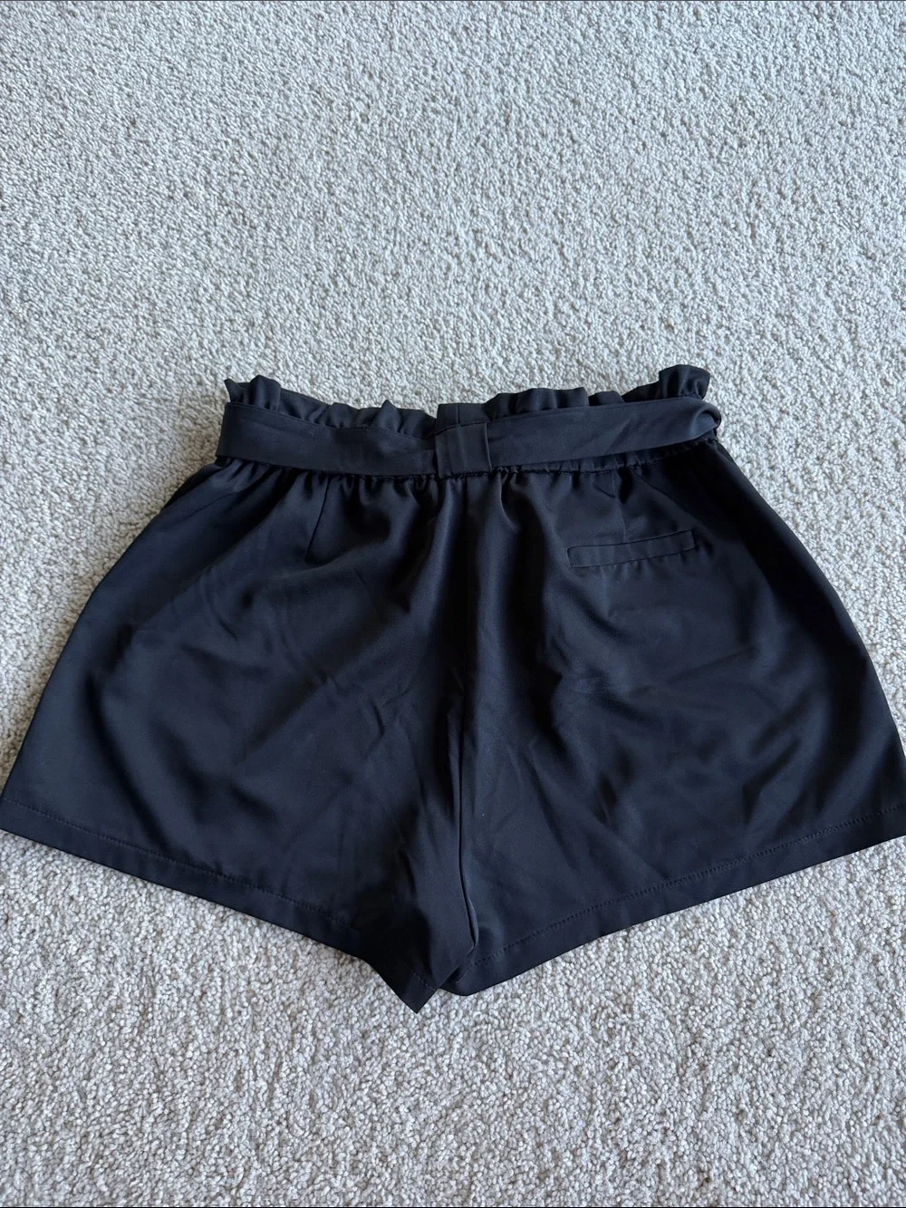 Windsor Black High-Rise Paperbag Tie-Waist Shorts